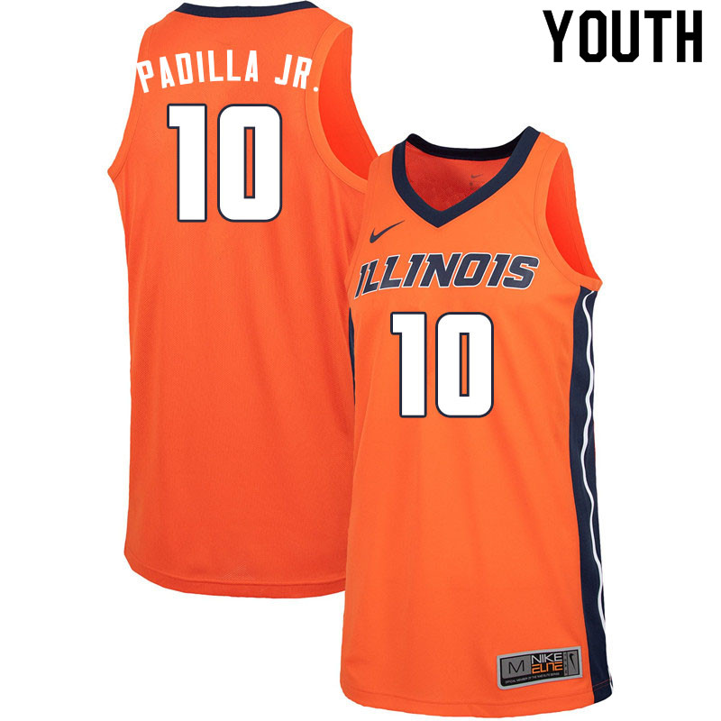 Youth #10 Edgar Padilla Jr. Illinois Fighting Illini College Basketball Jerseys Sale-Orange